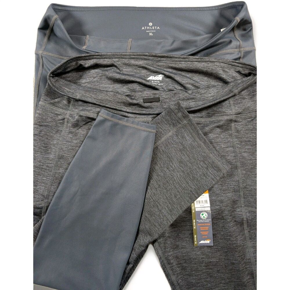 Athleta XL Shine Tight Avia Capri Leggings Gray Black Activewear